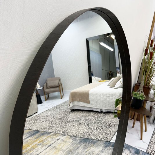 Espelho Orgânico com Borda Amadeirada Cor Imbuia - Estilo Natural para sua Decoração