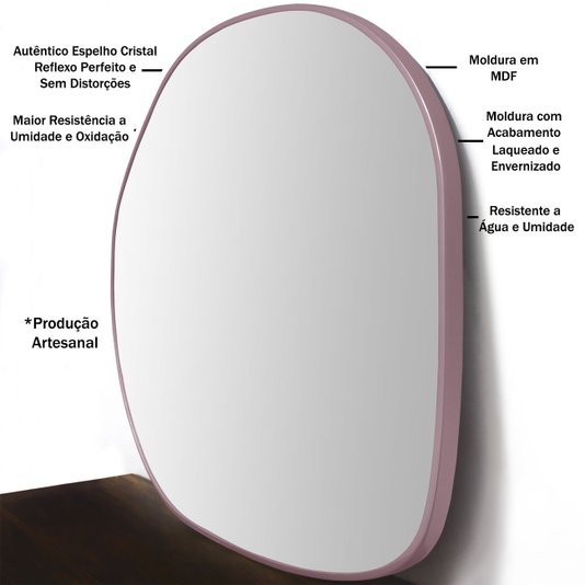 Espelho Orgânico Grande Personalizado Cobre Rosê Gold