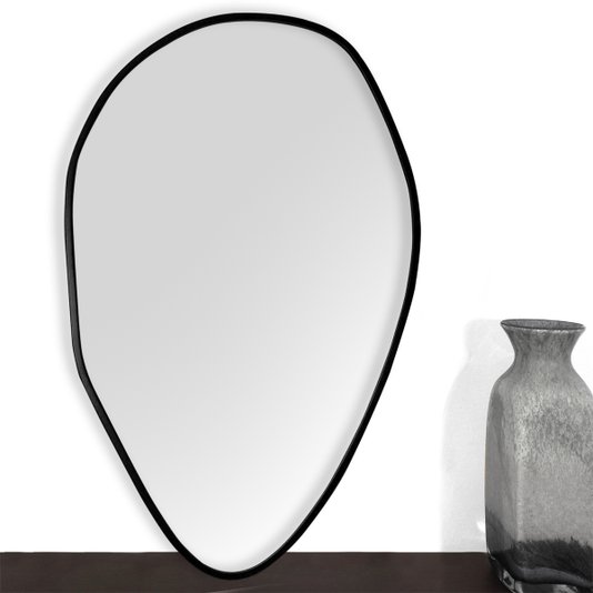 Espelho Orgânico Moderno com Moldura Preta Laqueada