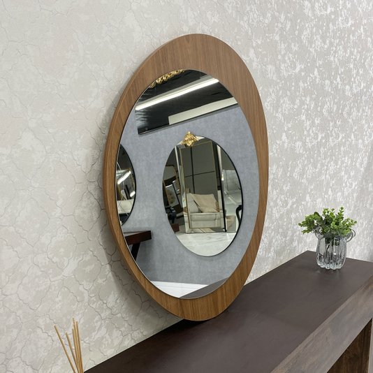 Espelho Orgânico Moderno em Base de MDF Amadeirada: Design Sofisticado 70x75 cm