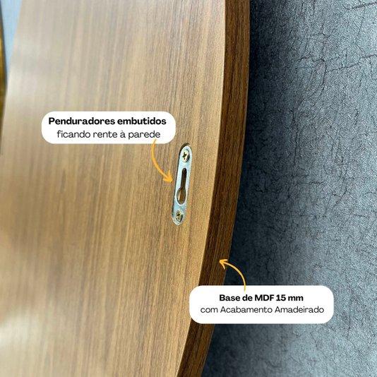 Espelho Orgânico Moderno em Base de MDF Amadeirada: Design Sofisticado 70x75 cm