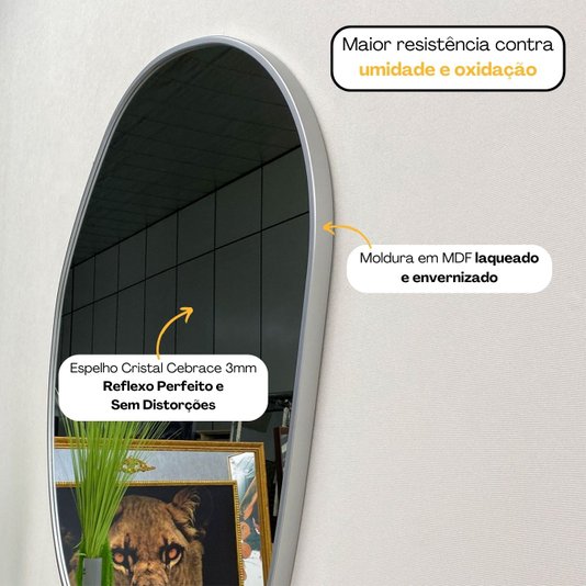Espelho Orgânico Personalizado com Moldura na Cor Prata