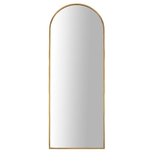 Espelho Oval Base Reta Decorativo com Moldura Dourada Semibrilho