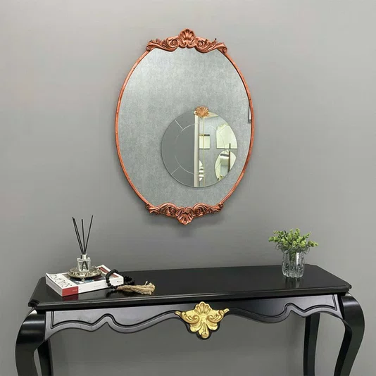 Espelho Oval Estilo Clássico com Moldura Dourada Folheada: Classe e Elegância