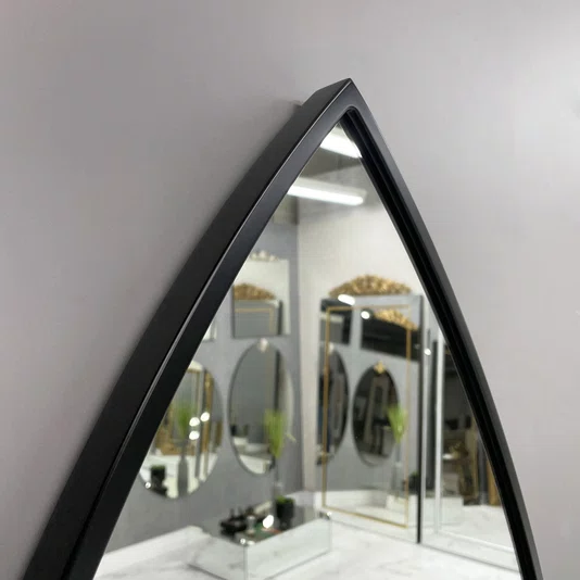 Espelho Oval Grande Sob Medida Formato Canoa com Moldura Preta 60x200CM