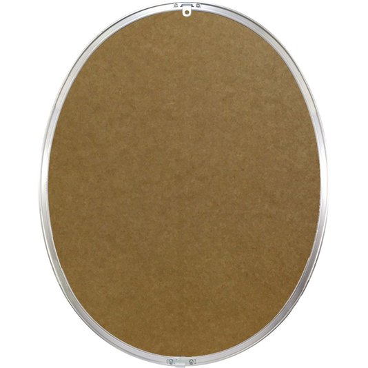 Espelho Oval Moldura de Alumínio Incolor Brilho Lateral Escovada