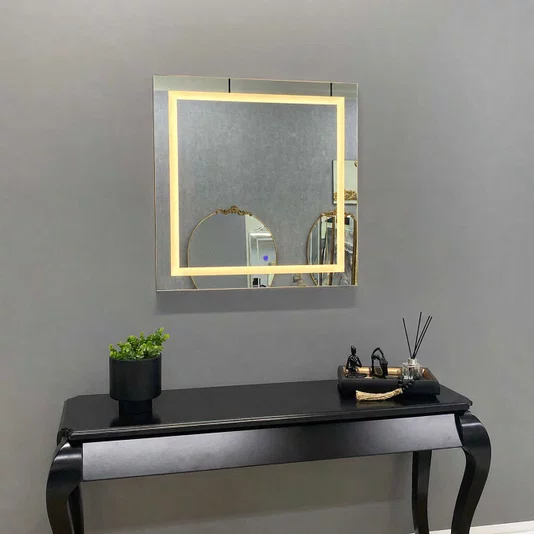 Espelho Quadrado Moderno Jateado com LED e Sensor Touch: Elegância e Sofisticação