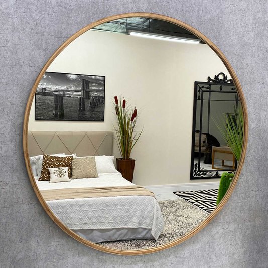 Espelho Redondo com Moldura em Madeira Freijó: Elegância Natural para Qualquer Ambiente