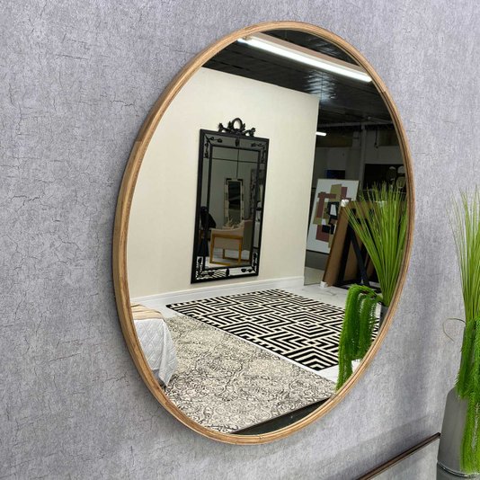 Espelho Redondo com Moldura em Madeira Freijó: Elegância Natural para Qualquer Ambiente