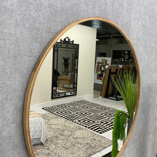 Espelho Redondo com Moldura em Madeira Freijó: Elegância Natural para Qualquer Ambiente