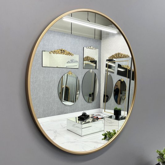 Espelho Redondo em MDF Dourado Semibrilho - Elegância e Personalidade Para Seus Ambientes