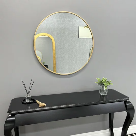 Espelho Redondo em MDF Dourado - Elegância e Personalidade Para Seus Ambientes