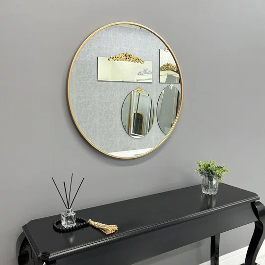 Espelho Redondo em MDF Dourado - Elegância e Personalidade Para Seus Ambientes