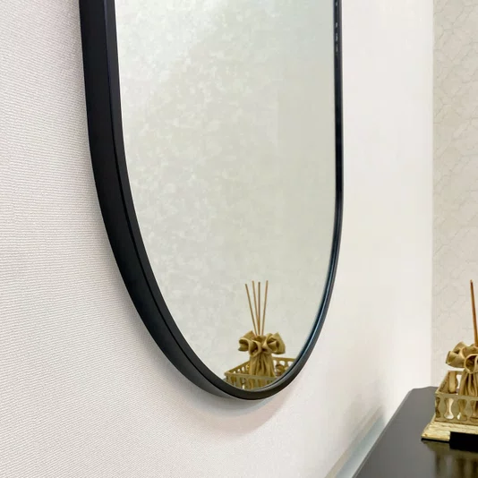 Espelho Retangular Arredondado com Moldura Preto: Design Moderno e Elegante 80x180CM