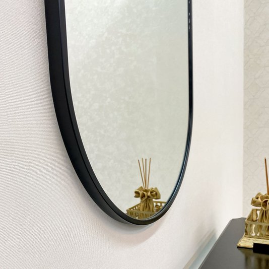 Espelho Retangular Arredondado com Moldura Preto: Design Moderno e Elegante 60x120 cm