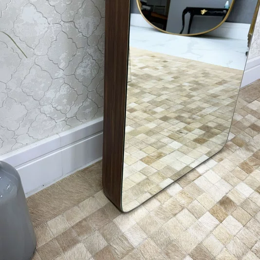 Espelho Retangular em Base de MDF Amadeirada com Profundidade e Fatiada 50x170cm