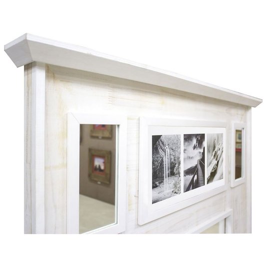 Espelho Rústico Branco Provençal Espelho com Quadro em Preto e Branco