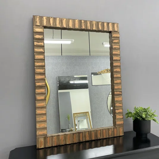 Espelho Rústico Madeira de Demolição Marrom Vários Tamanhos