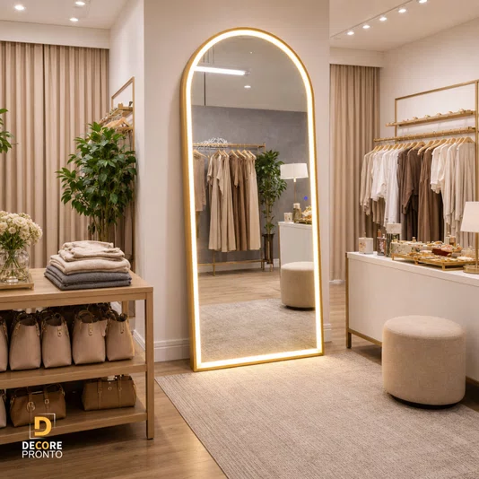 Espelho Solaris Formato Janela Com LED COB Frontal e Moldura Laqueada Premium