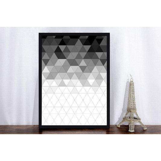Quadro com Moldura Preta Decorativo Arte Geométrica em Preto e Branco - Escolha o Tamanho