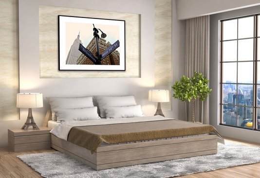 Quadro Decorativo com Moldura Preta Placas de Ruas nos Estados Unidos 120x100cm