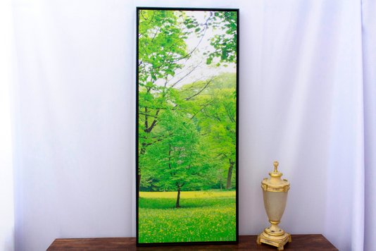 Kit de Telas Decorativas com Moldura Parque com Árvores Floridas Kit com 3 quadros 58x133cm