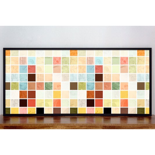 Quadro Decorativo com Moldura Preta Arte Geométrica com Ilustração - Qualidade sem Igual