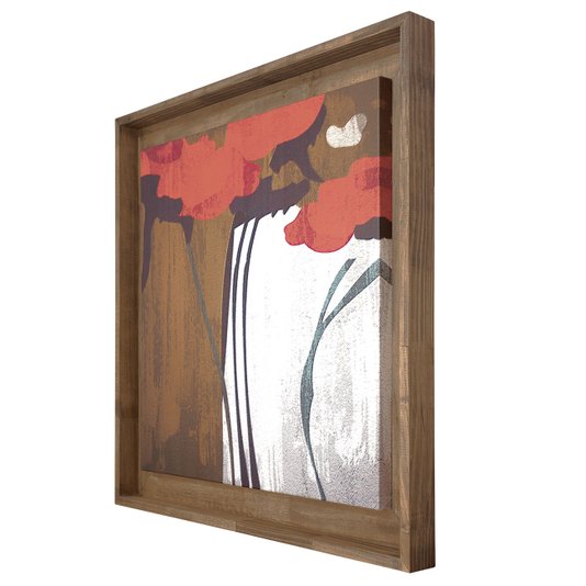 Quadro Decorativo Rústico Tela Floral com Moldura 90x90cm