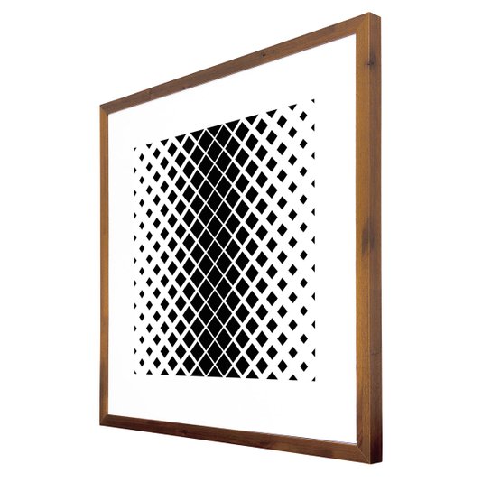Quadro Decorativo com Moldura Rústica Arte Geométrica Quadrados 70x70cm