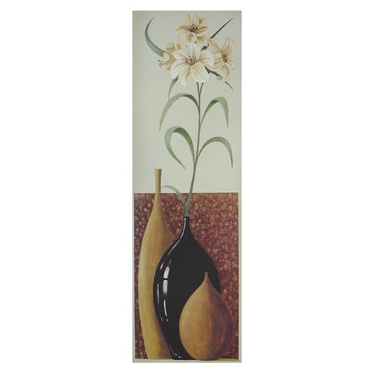 Gravura Floral para Quadros Flor Branca Vasos Coloridos 30x90cm