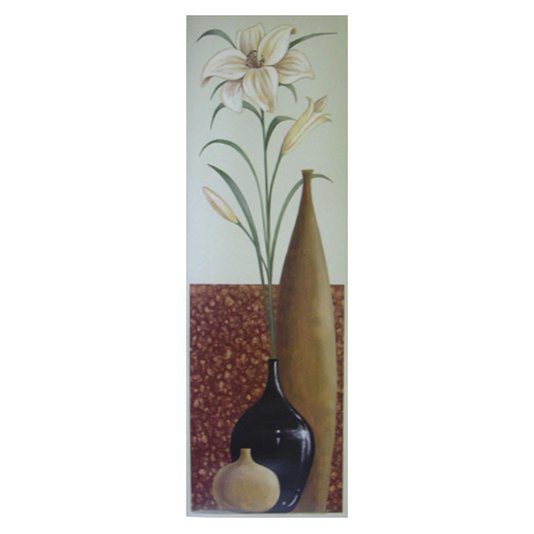 Gravura Floral para Quadros Vasos com Flor Branca 30x90cm