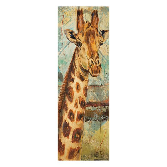 Gravura para Quadros Girafa em Fundo Abstrato Colorido 30x90cm