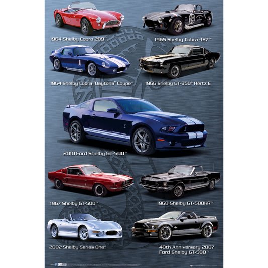 Gravura para Quadros Poster Modelos do Carro Ford Shelby 60x90cm