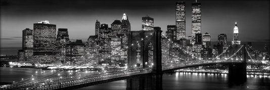 Gravura Poster para Quadros em Preto e Branco Ponte Brooklyn 90x30cm