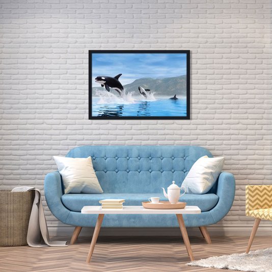 Gravura Poster para Quadros Orcas 90x60cm