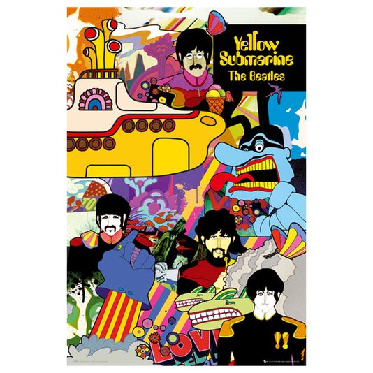 Gravura Poster para Quadros Os Beatles Álbum Submarino Amarelo 60x90cm