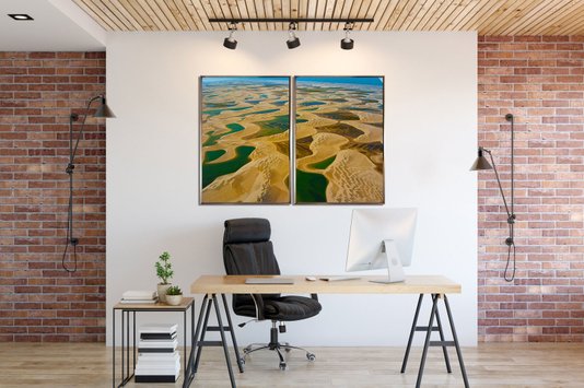 Kit 2 Quadros Decorativos Paisagem Mar Areia 125x90 cm