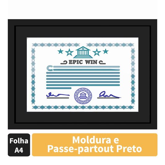 Kit com 10 Molduras para Diploma, Certificado 20x30cm Quadros Pretos de 40x30cm