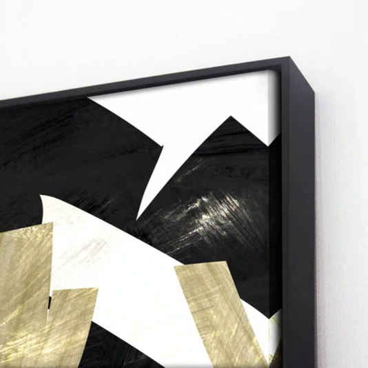 Kit de Quadros Arte Abstrata Moderna em Preto e Dourado 100x100cm Cada Quadro