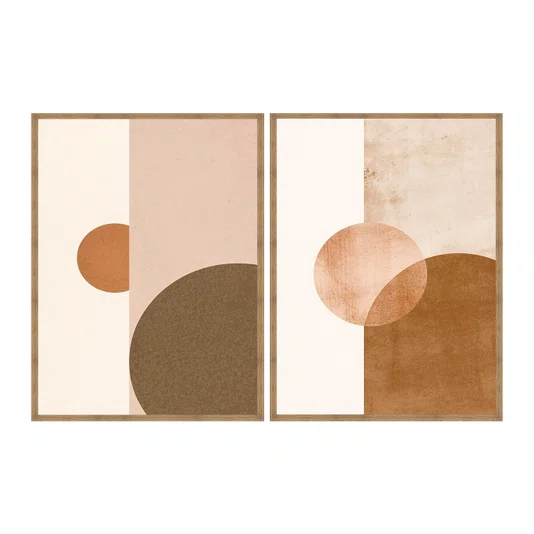 Kit de Quadros Decorativos Arte Abstrata Geométrica Moderna em Tons Terrosos
