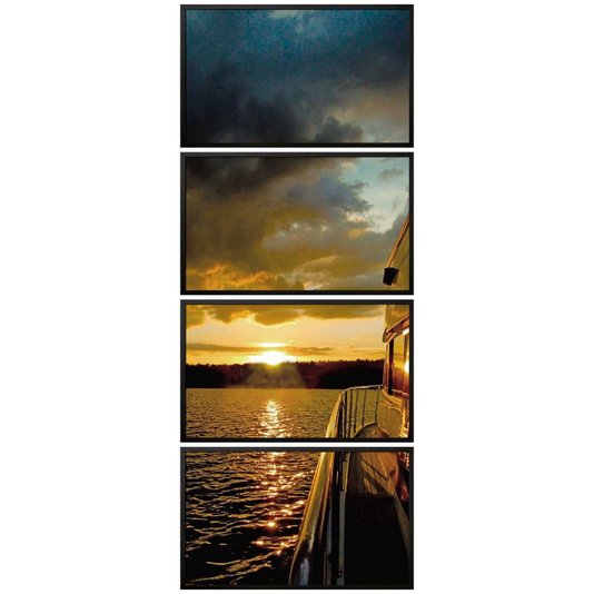 Kit de Quadros Decorativos com Moldura Preta Paisagem Pôr do Sol Kit com 4 Quadros - Escolha o Tamanho