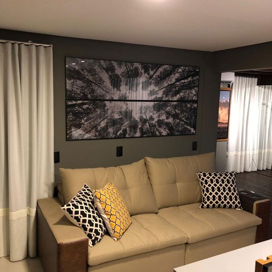 Par de Quadros Floresta em Preto e Branco 2 Quadros de 180x45cm
