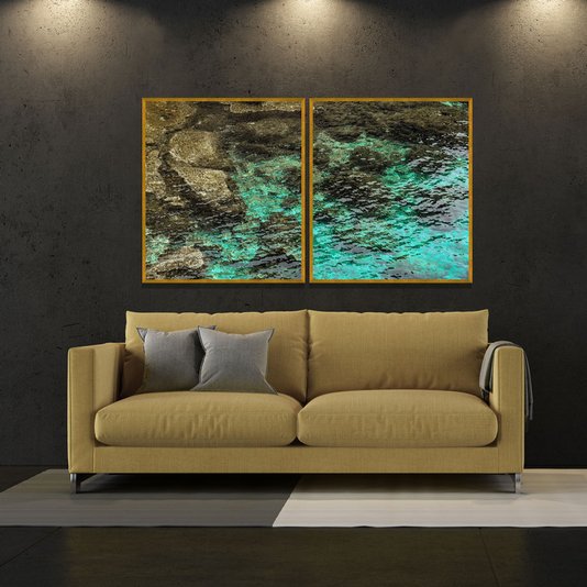 Kit de Quadros Paisagem Mar Água Cristalina Kit com 2 Quadros de 70x80 cm