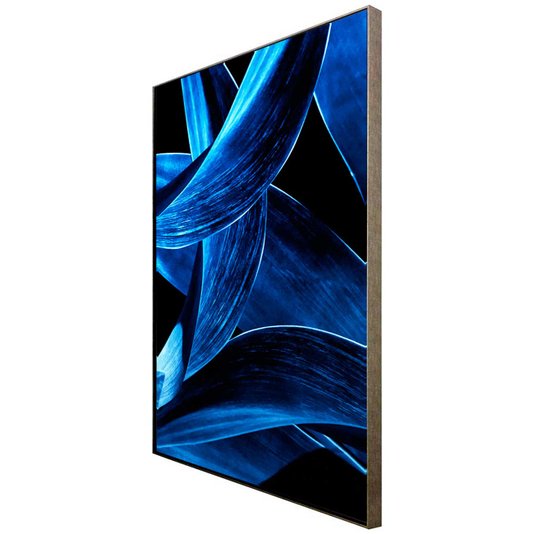 Kit de Telas Decorativas em Canvas Arte Floral Azul com Moldura Prata 150x100 cm