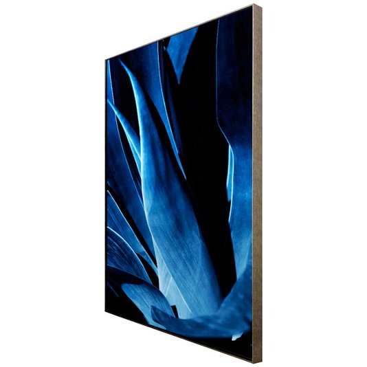 Kit de Telas Decorativas em Canvas Arte Floral Azul com Moldura Prata 150x100 cm