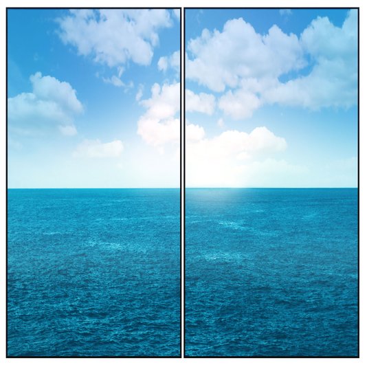 Kit Paisagem Oceano Conjunto com 2 Quadros de 80x160cm