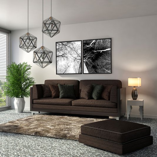 Kit Quadros em Preto e Branco Árvore Seca Positivo Negativo Kit com 2 Quadros de 55x70cm