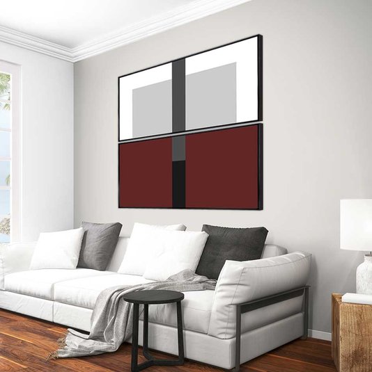 Kit Tela Canvas Arte Geométrica Colorida 2 Quadros de 120x60cm