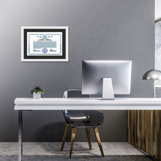 Moldura para Certificado Diploma 20x30cm Quadro Branco e Preto com Vidro
