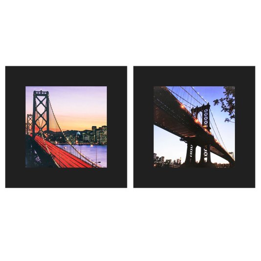 Par de Quadros Arquitetura Pontes New York 40x40 cm
